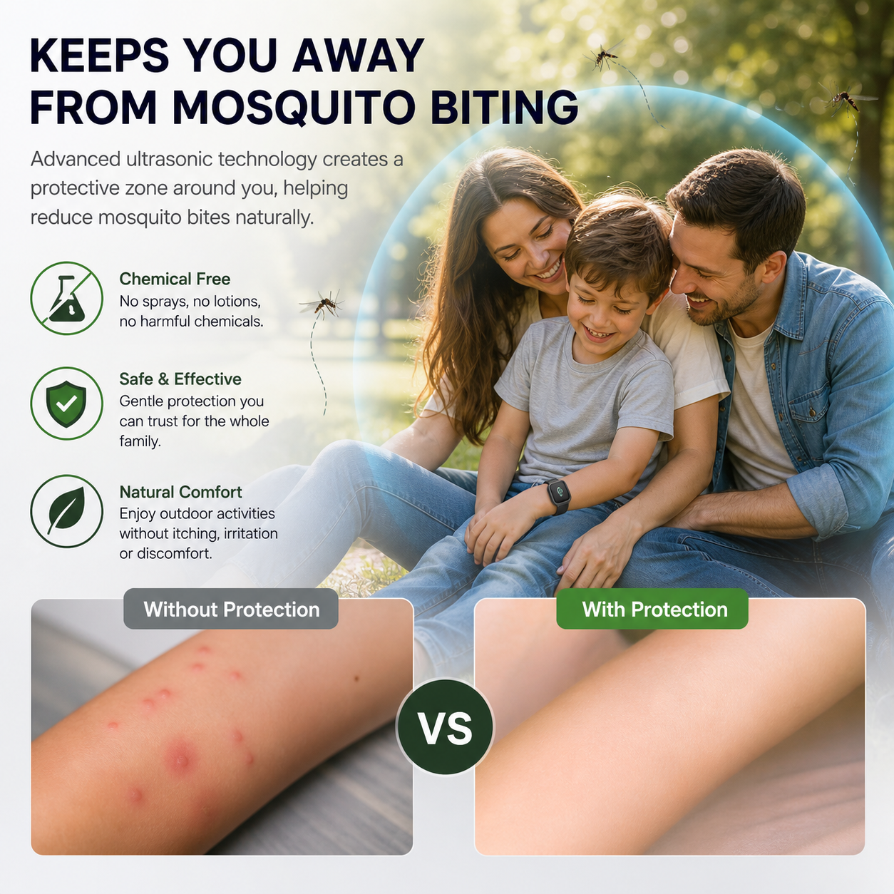 BuzzShield™ Ultrasonic Mosquito Repellent Bracelet